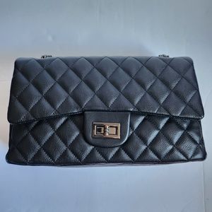 Forever21 Black Faux Leather Quilted Purse